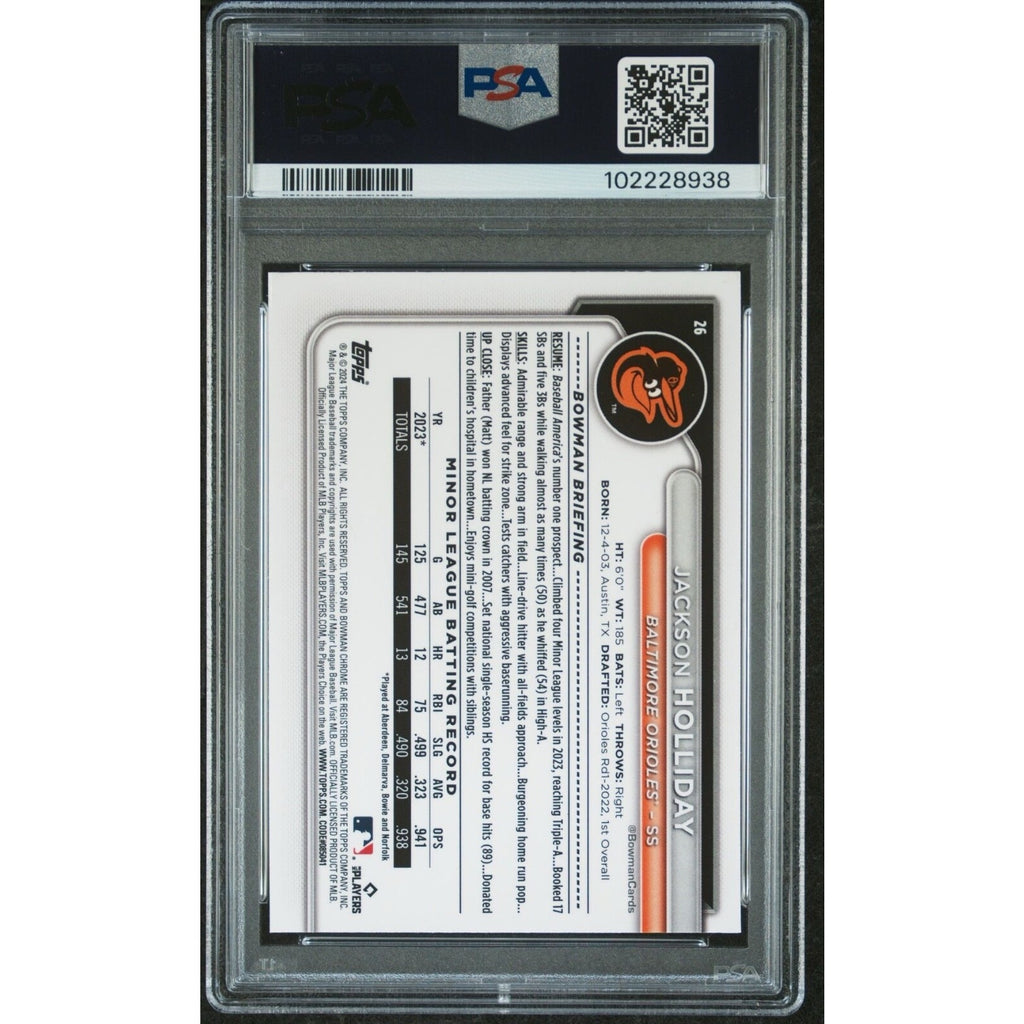 2024 Bowman Chrome #26 Jackson Holliday Baltimore Orioles RC Rookie PSA 9