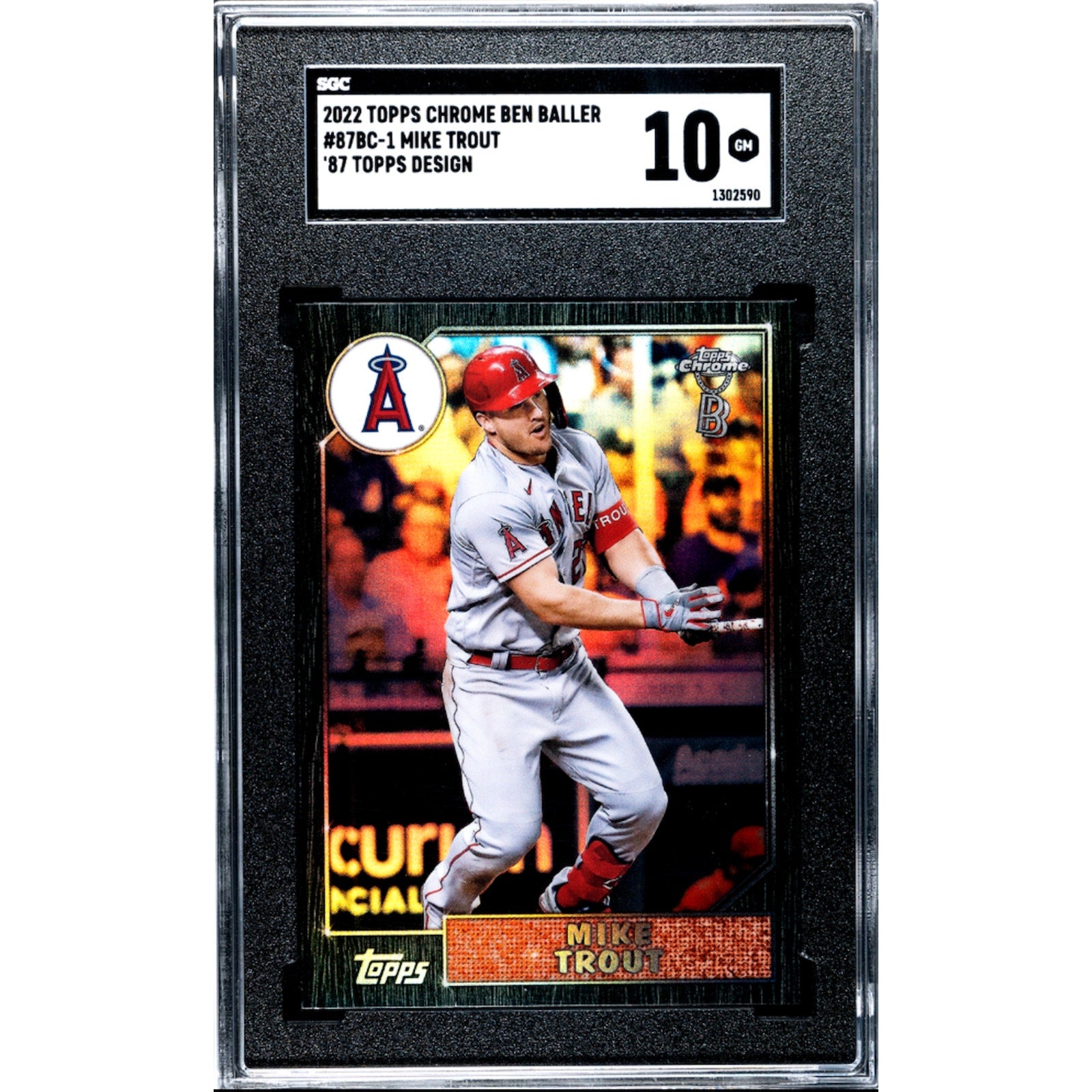 2022 Topps Chrome Ben Baller Mike Trout #87BC1 '87 Topps Design SGC 10 Angels