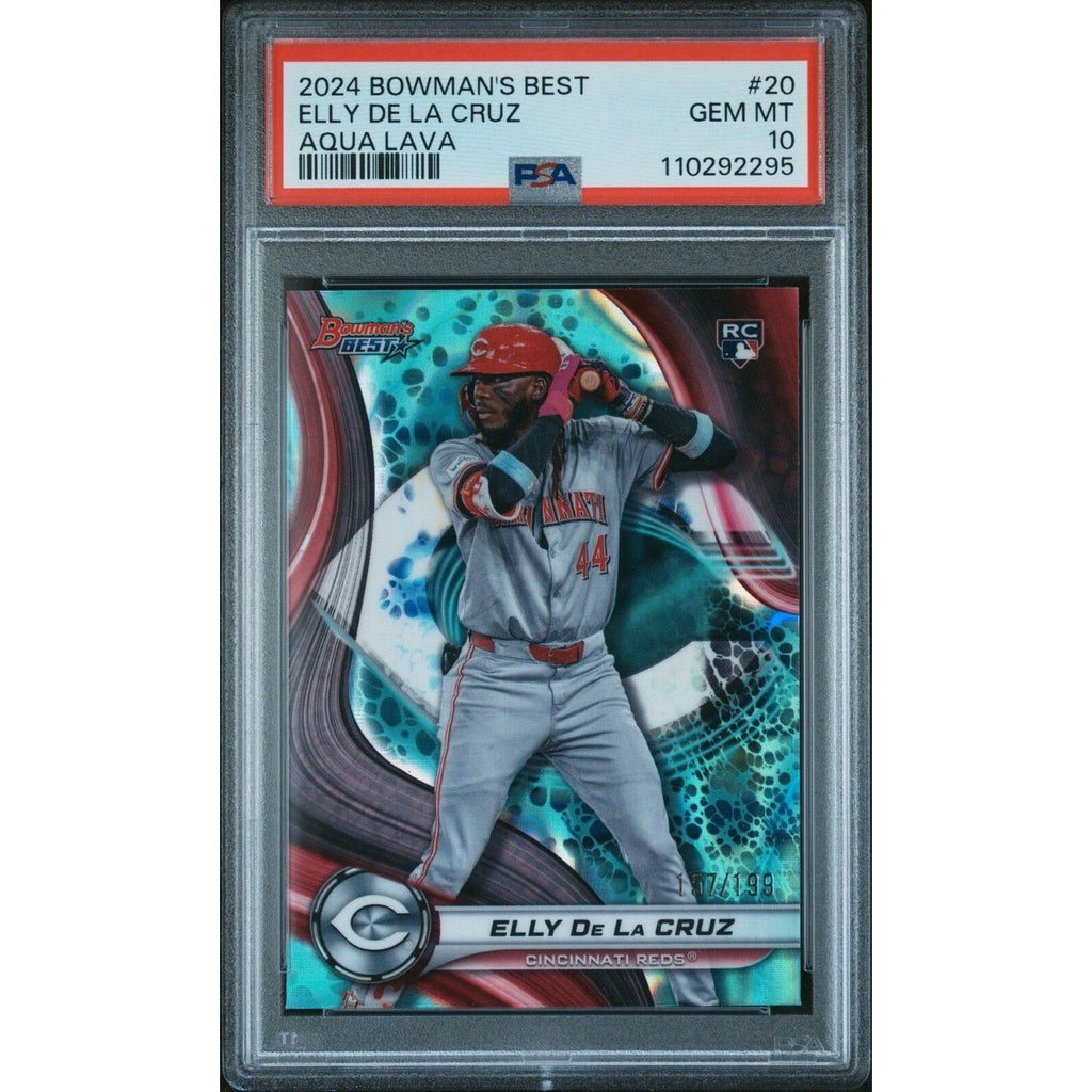 Elly De La Cruz 2024 Bowman’s Best #20 Aqua Lava Refractor /199 RC PSA 10 Rookie