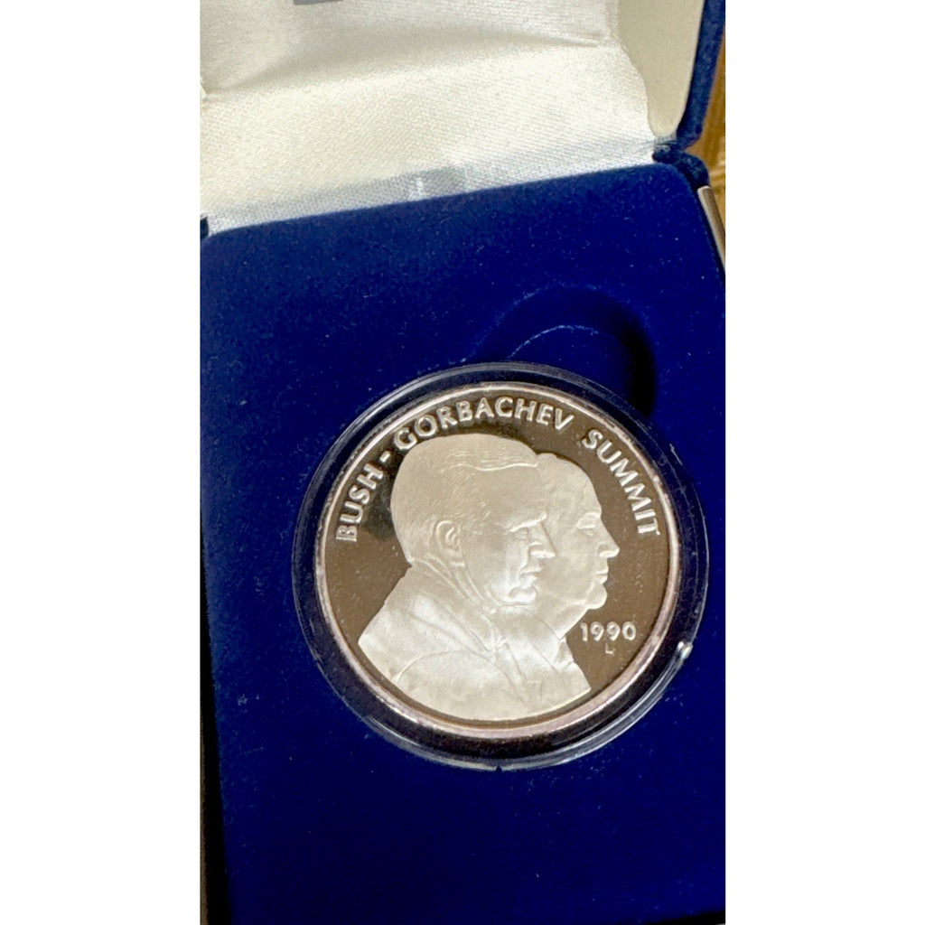 1990 George HW Bush Gorbachev 1oz 0.999 Summit Silver Proof Coin Encapsulated ￼