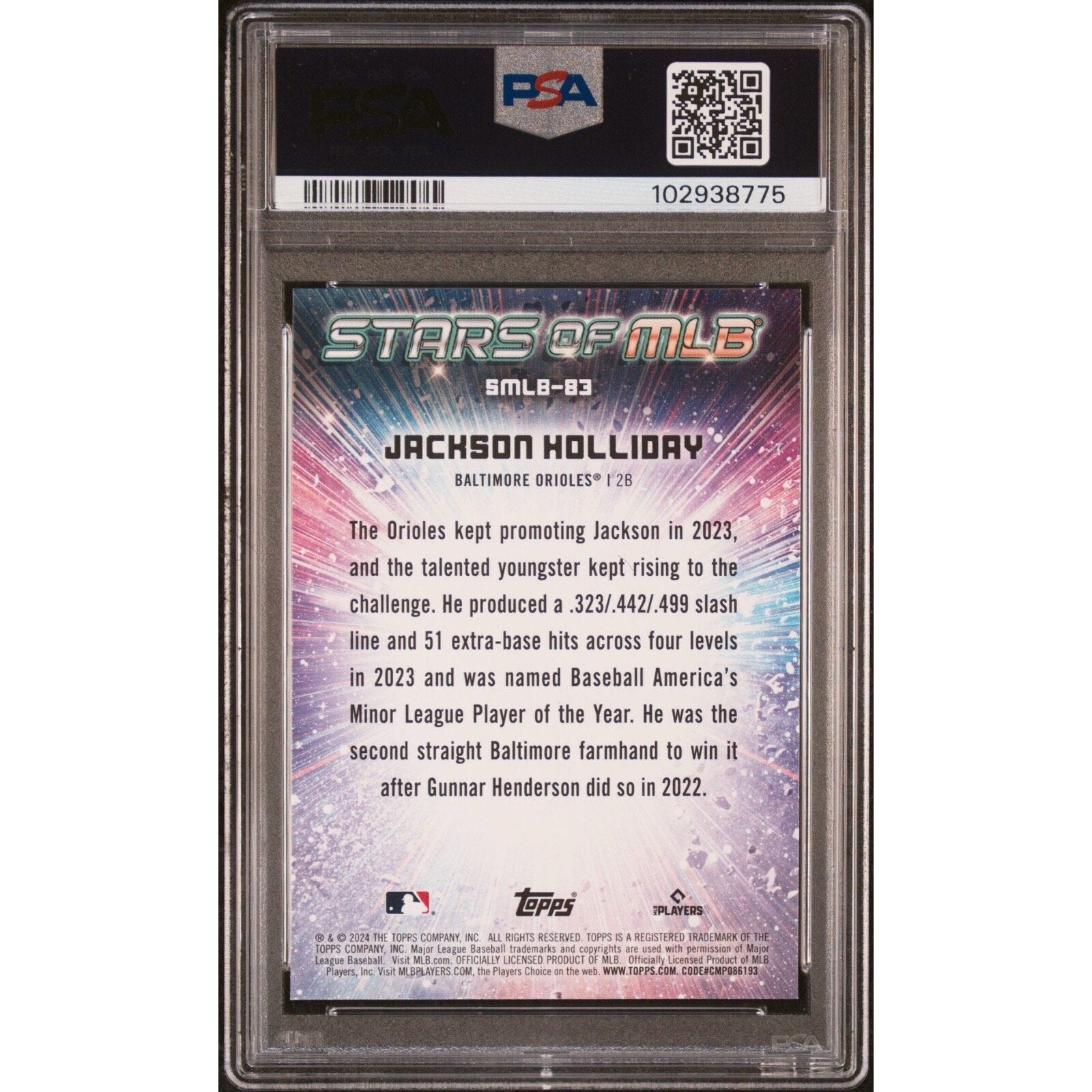 2024 Topps Update Series - Stars of MLB #SMLB-83 Jackson Holliday (RC) PSA 10