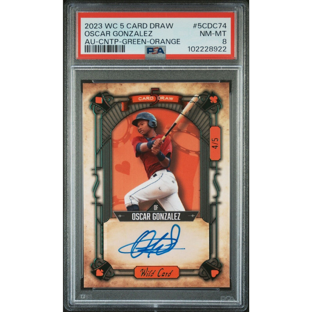 2023 Wild Card 5 Card Auto OSCAR GONZALEZ GREEN ORANGE Guardians #5CDC74 PSA /5