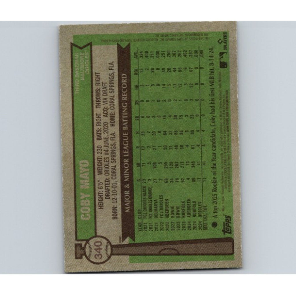 2025 Topps Heritage Coby Mayo RC Image Variations Rookie #340 NM