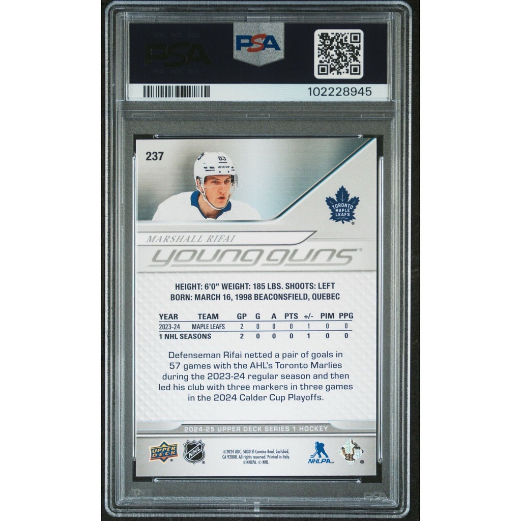 2024 UPPER DECK #237 MARSHALL RIFAI Maple Leafs Rookie Young Guns Hockey RC