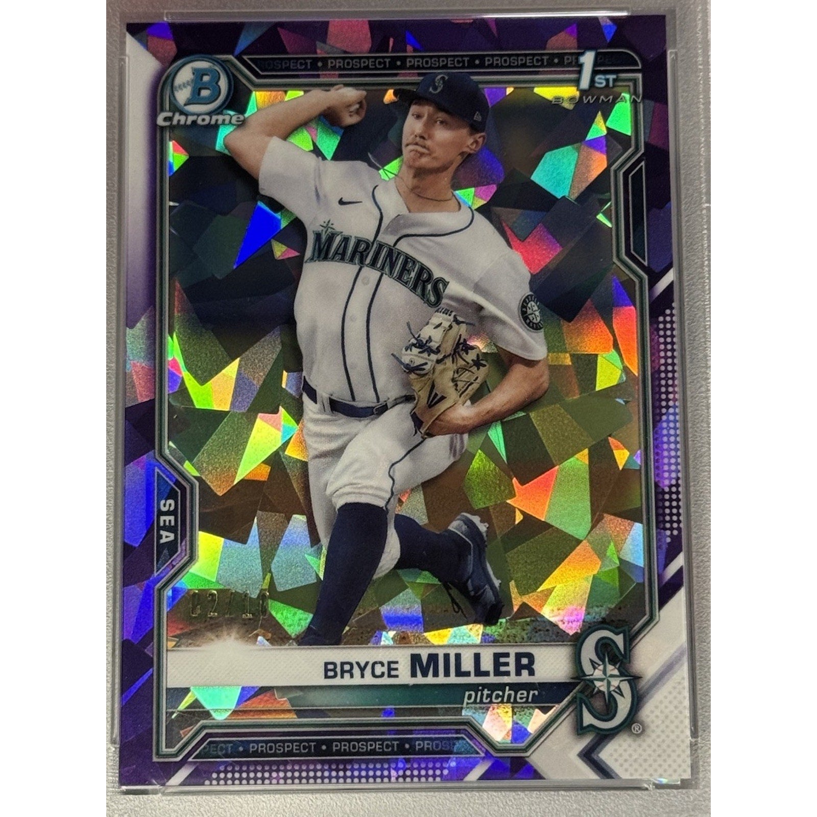 Bryce Miller Sapphire 2021 Bowman Chrome Purple Refractor /10 Rookie #BDC-64 RC