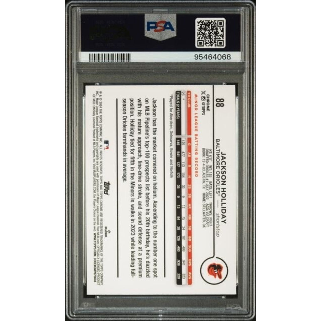 2024 Topps Chrome Jackson Holliday #88 Rookie RC Baseball Card PSA 9
