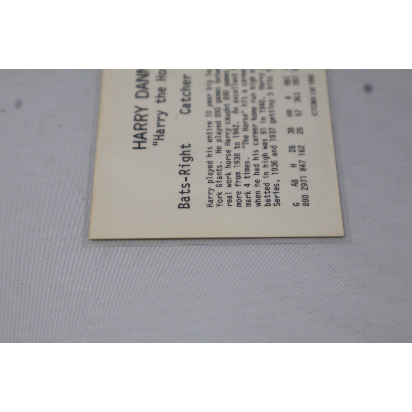 Harry Danning Auto 1980 TCMA All Time New York Giants #1980-HADA Autographed