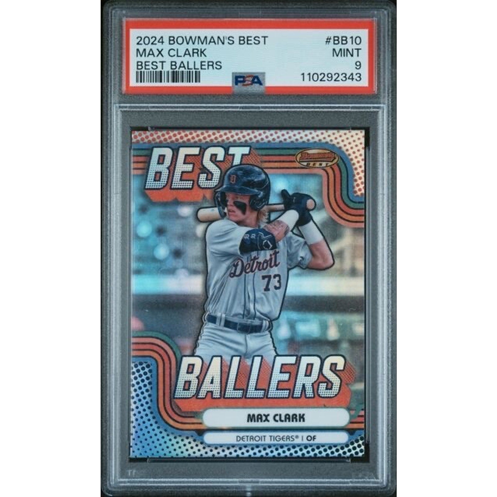 2024 BOWMAN'S BEST BEST BALLERS #BB10 MAX CLARK PSA 9 Mint Rookie Detroit Tigers