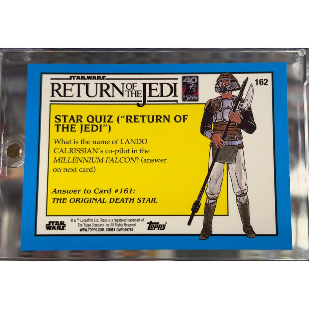 Back of 2025 Topps Star Wars Return of the Jedi #162 Friends of the Alliance Ewoks card serial numbered 52 of 75