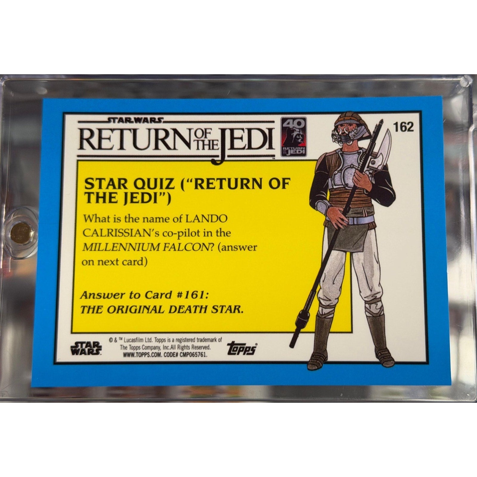 Back of 2025 Topps Star Wars Return of the Jedi #162 Friends of the Alliance Ewoks card serial numbered 52 of 75