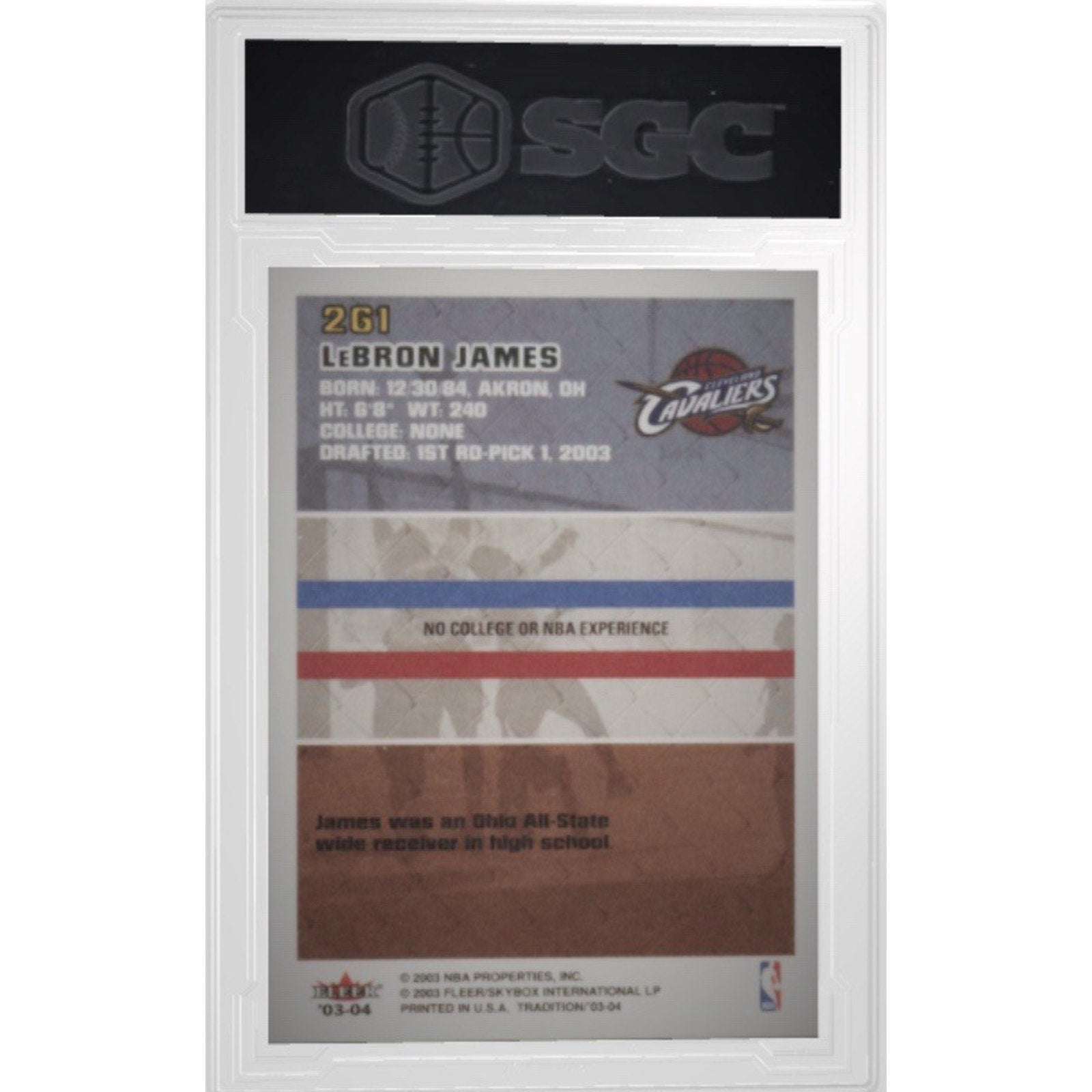 2003 Fleer Tradition Lebron James ROOKIE #261 SGC 10 Cleveland Cavaliers RC NBA