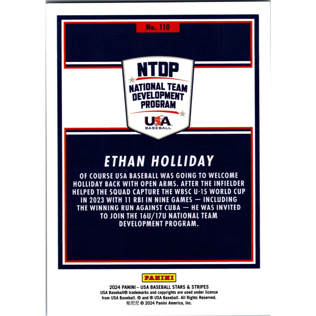 ETHAN HOLLIDAY 2024 PANINI USA S&S GREEN RC Rookie Colorado Rockies