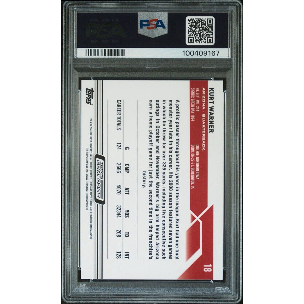 2023 Topps Composite KURT WARNER Topps Chrome Green Refractor /99 PSA 10 Gem