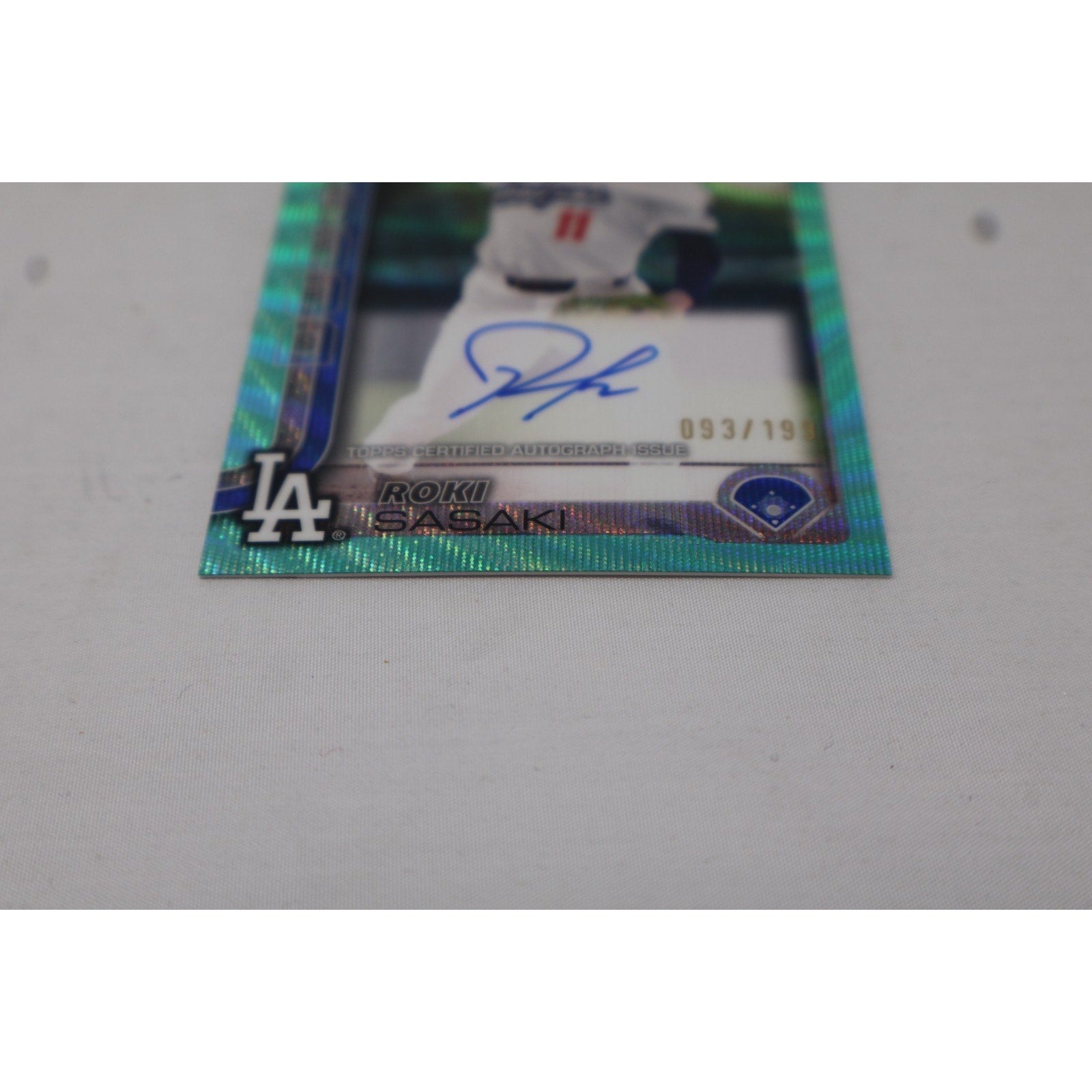 ROKI SASAKI 2025 Topps Chrome Rookie Aqua Wave Refractor Auto RC 93/199 RC Mint