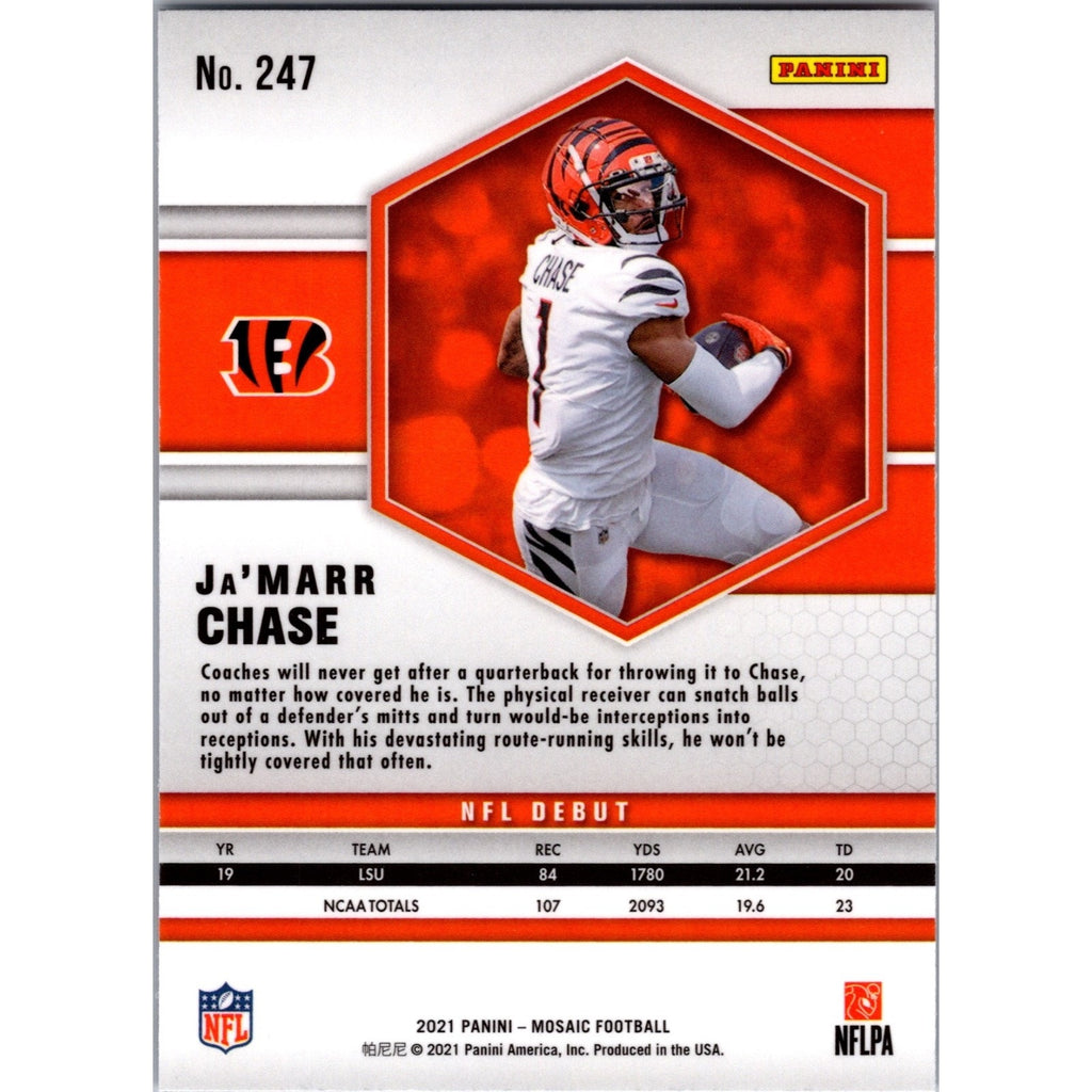 Ja'marr Chase 2021 Panini Mosaic NFL Debut RC #247 Cincinnati Bengals