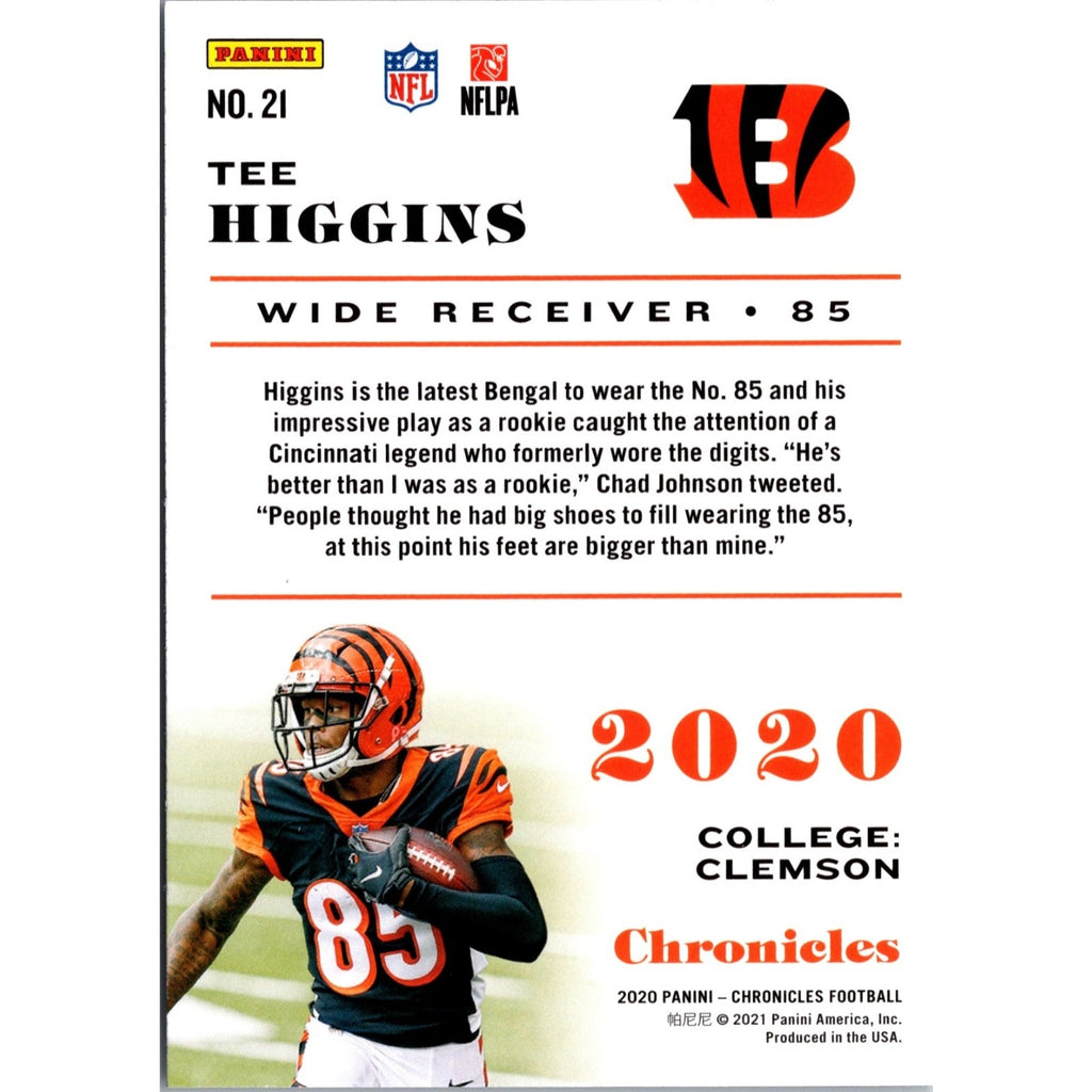 Tee Higgins 2020 Panini Chronicles #21 Rookie Card Cincinnati Bengals RC