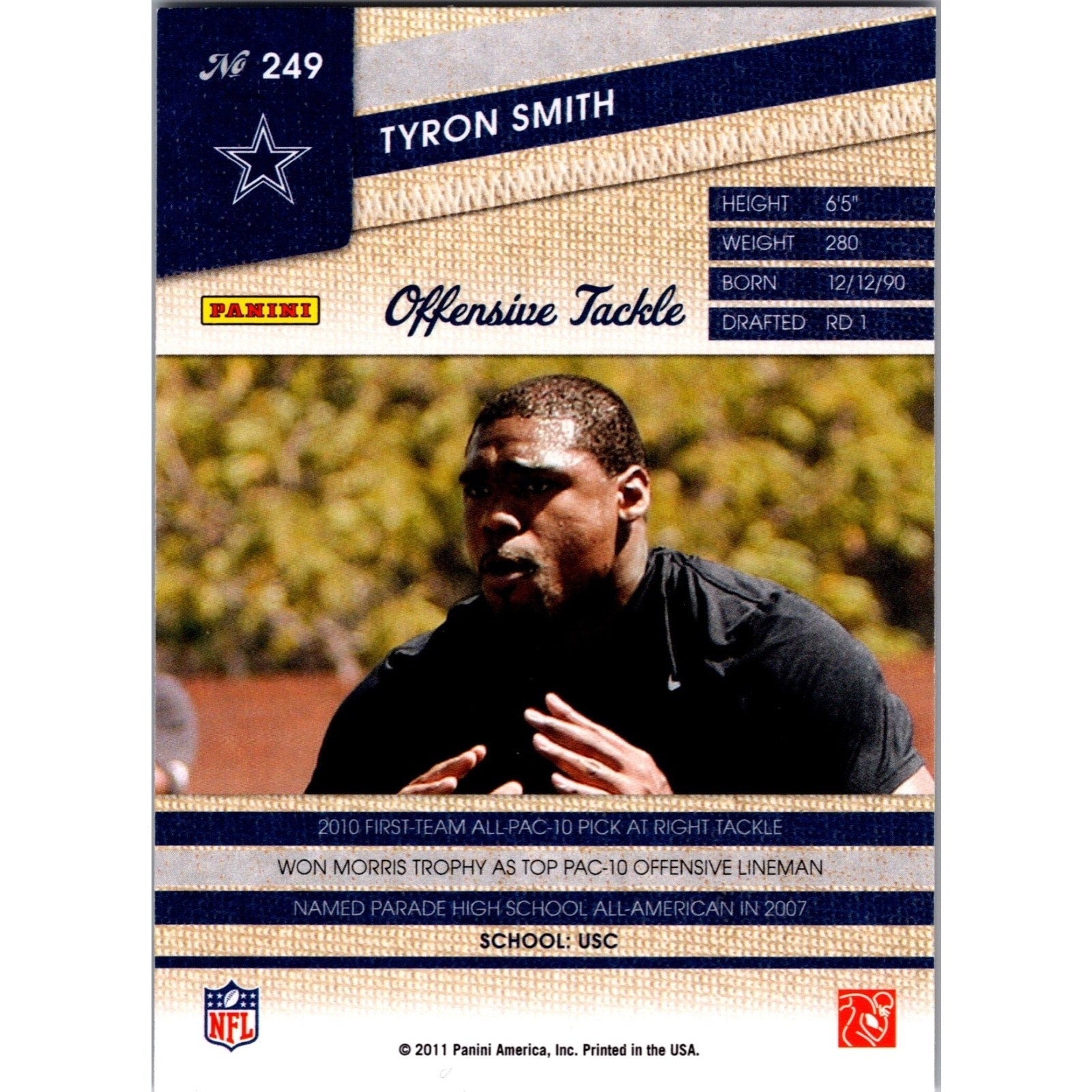 Tyron Smith 2011 Panini Threads Rookie #249 Dallas Cowgirls RC