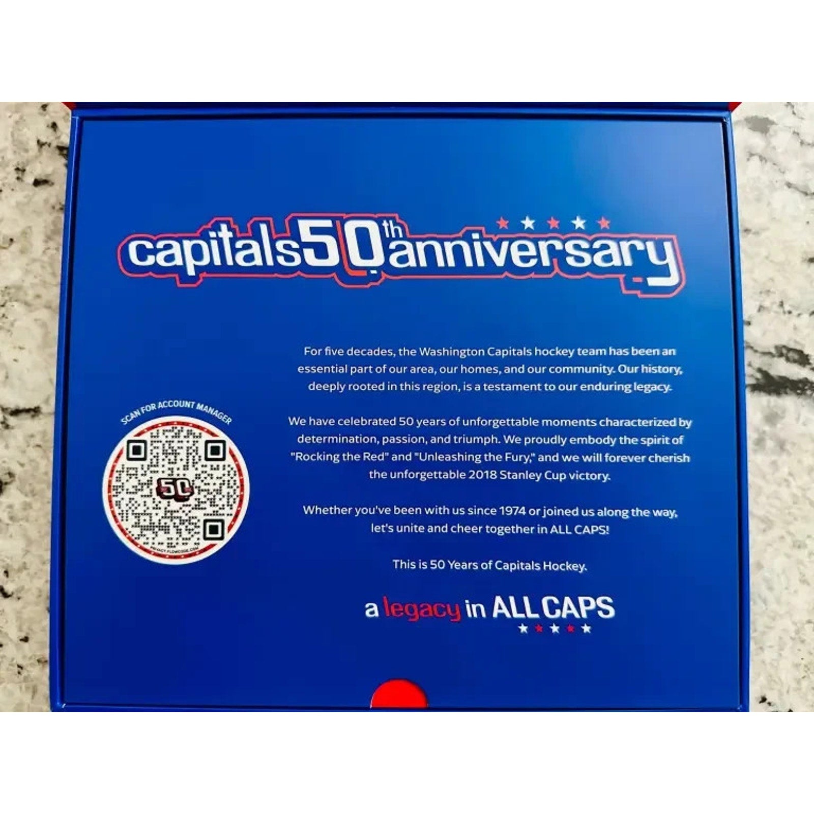 Washington Capitals 50th Anniversary Gift Box Patch Pins Puck Ticket New