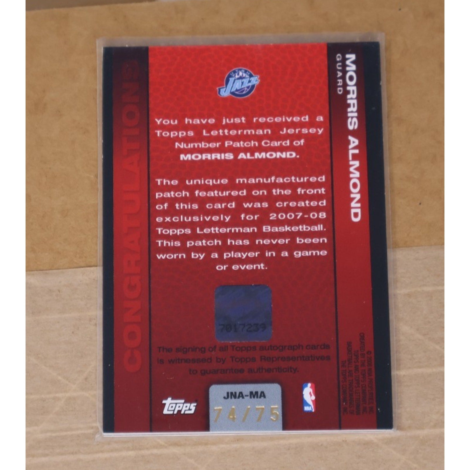 Morris Almond 2008 Topps Letterman Team Logo RPA Rookie Patch Auto RC /75 Mint