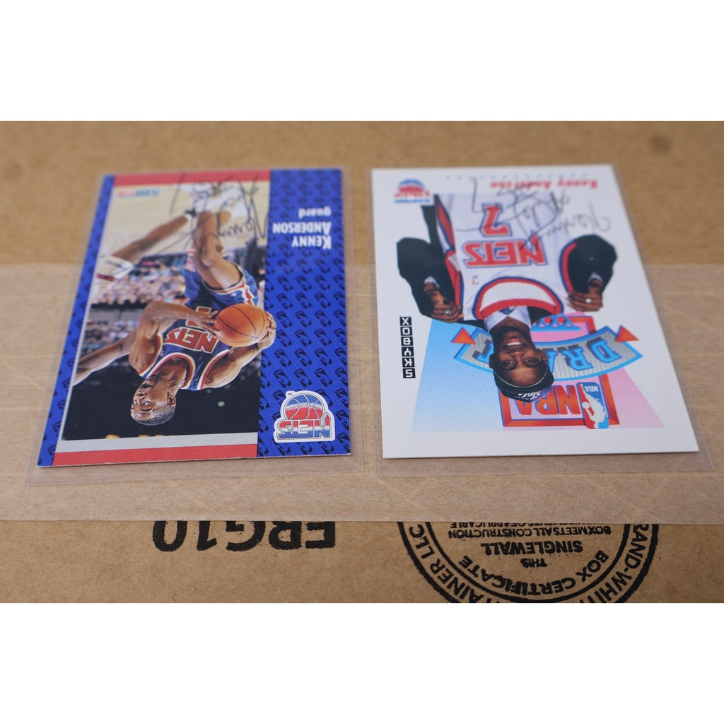 Detailed view of vintage Kenny Anderson rookie basketball card backs