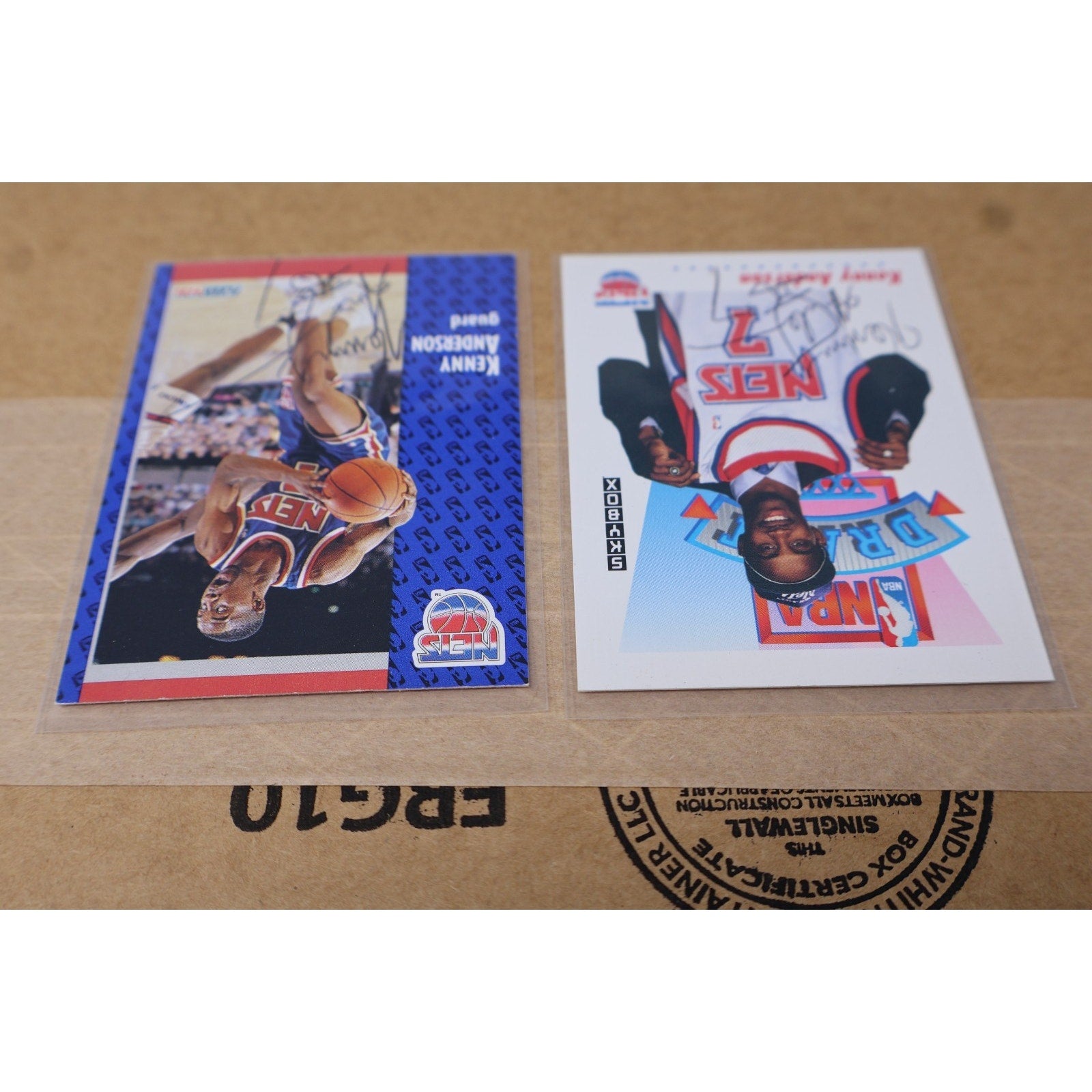 Lot Of 2 Kenny Anderson Signed Auto 1992 Fleer/Skybox Rookie Draft Cards Mint