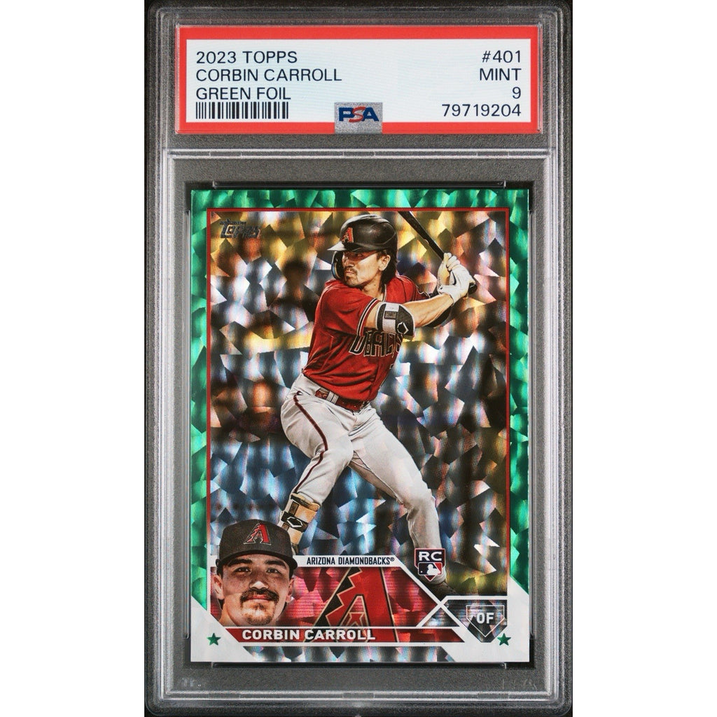 2023 Topps Corbin Carroll #401 Green Foil /499 Rookie PSA 9 Series 2 MLB RC