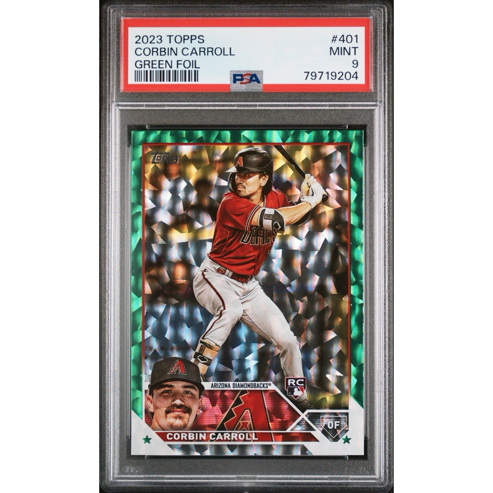 2023 Topps Corbin Carroll #401 Green Foil /499 Rookie PSA 9 Series 2 MLB RC