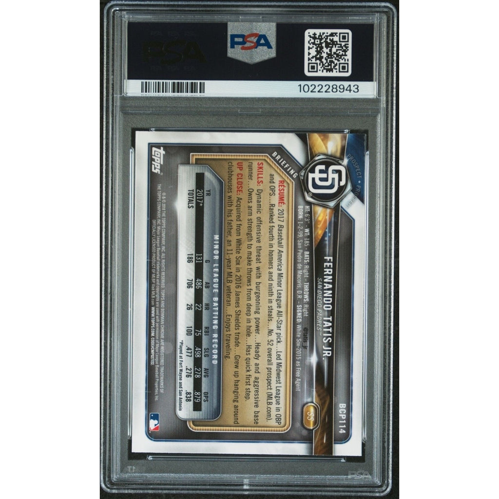 2018 Bowman PROSPECTS Fernando Tatis Jr CHROME MEGA BOX ROOKIE CARD PSA 9 Padres