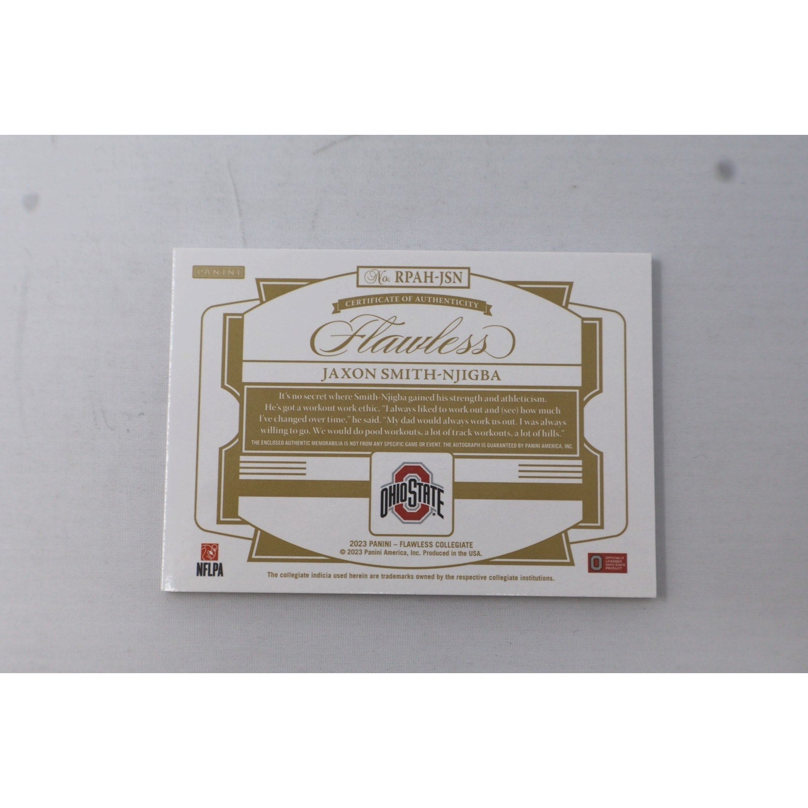 Jaxon Smith Njigba 2023 Flawless Collegiate RPA Rookie Patch Auto /15 #RPAH-JSN