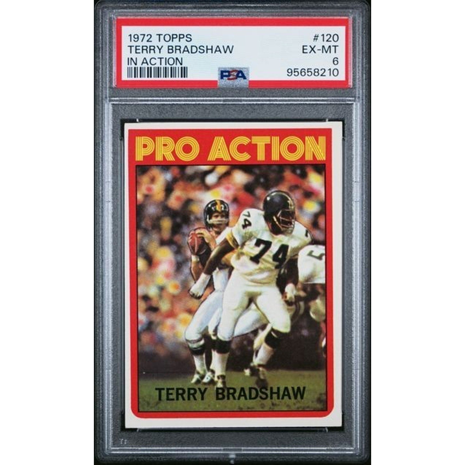 Terry Bradshaw 1972 Topps Pro Action #120 Vintage PSA 6 Pittsburgh Steelers HOF