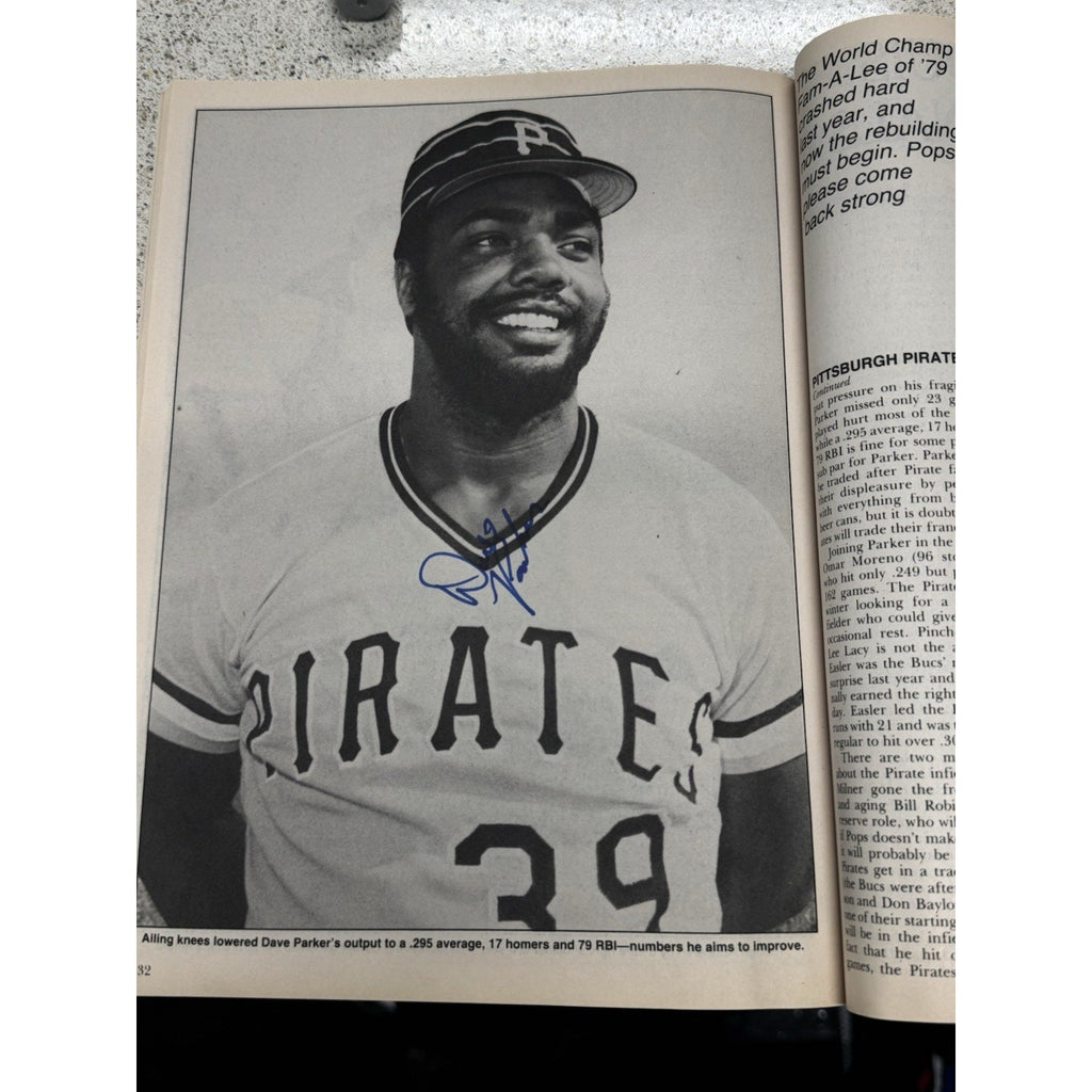 Vintage Dave Parker Pittsburgh Pirates player page from 1980 Popular Sports Baseball magazine