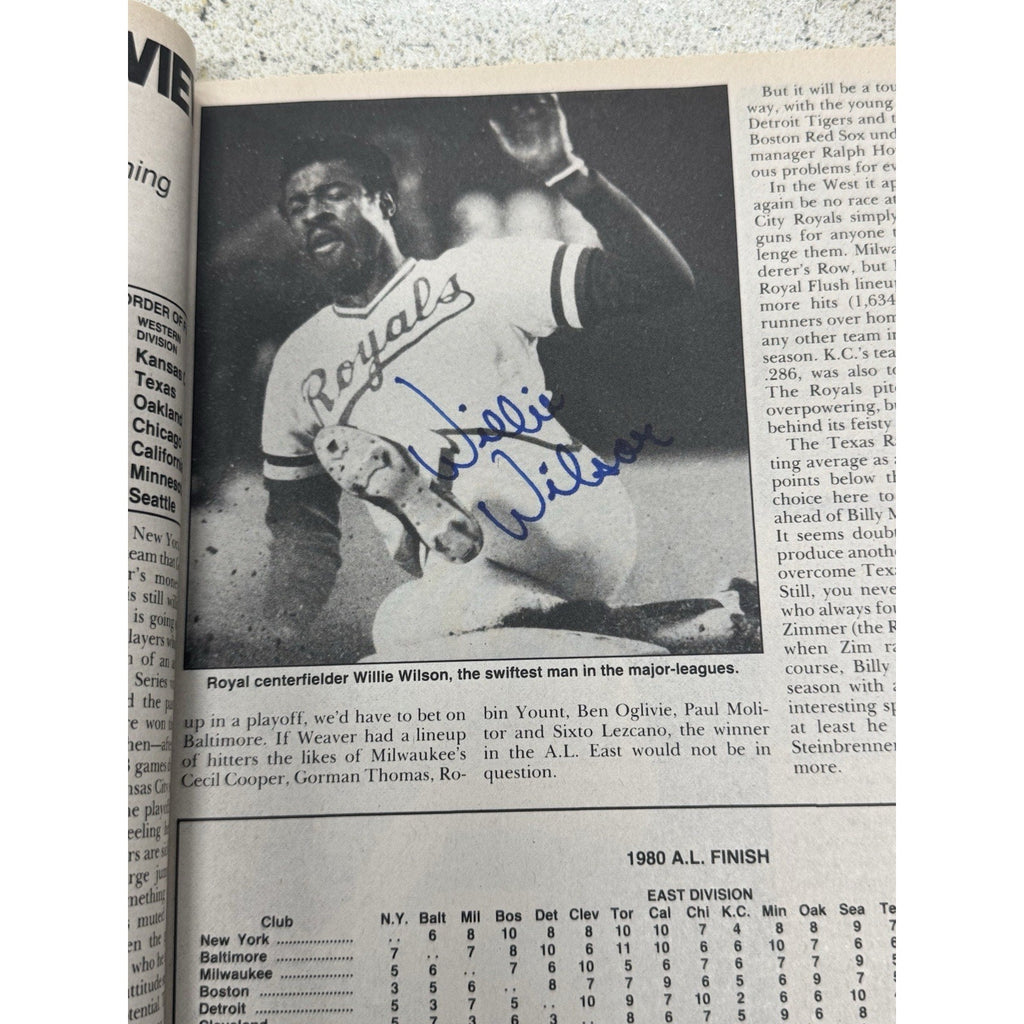 Autographed vintage baseball magazine page featuring Steve Carlton signature and MLB memorabilia content