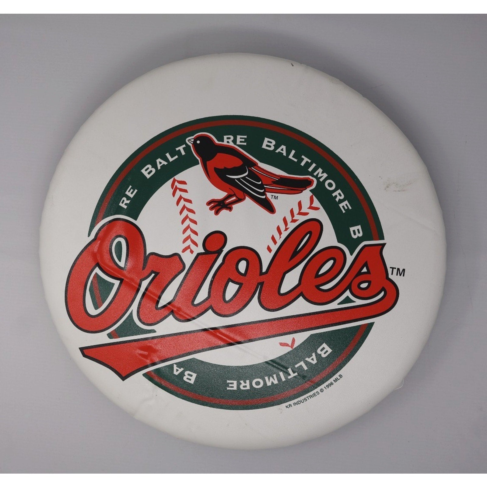 1996 Baltimore Orioles Rare Round 14" Seat Cushion KR Industries With Handle