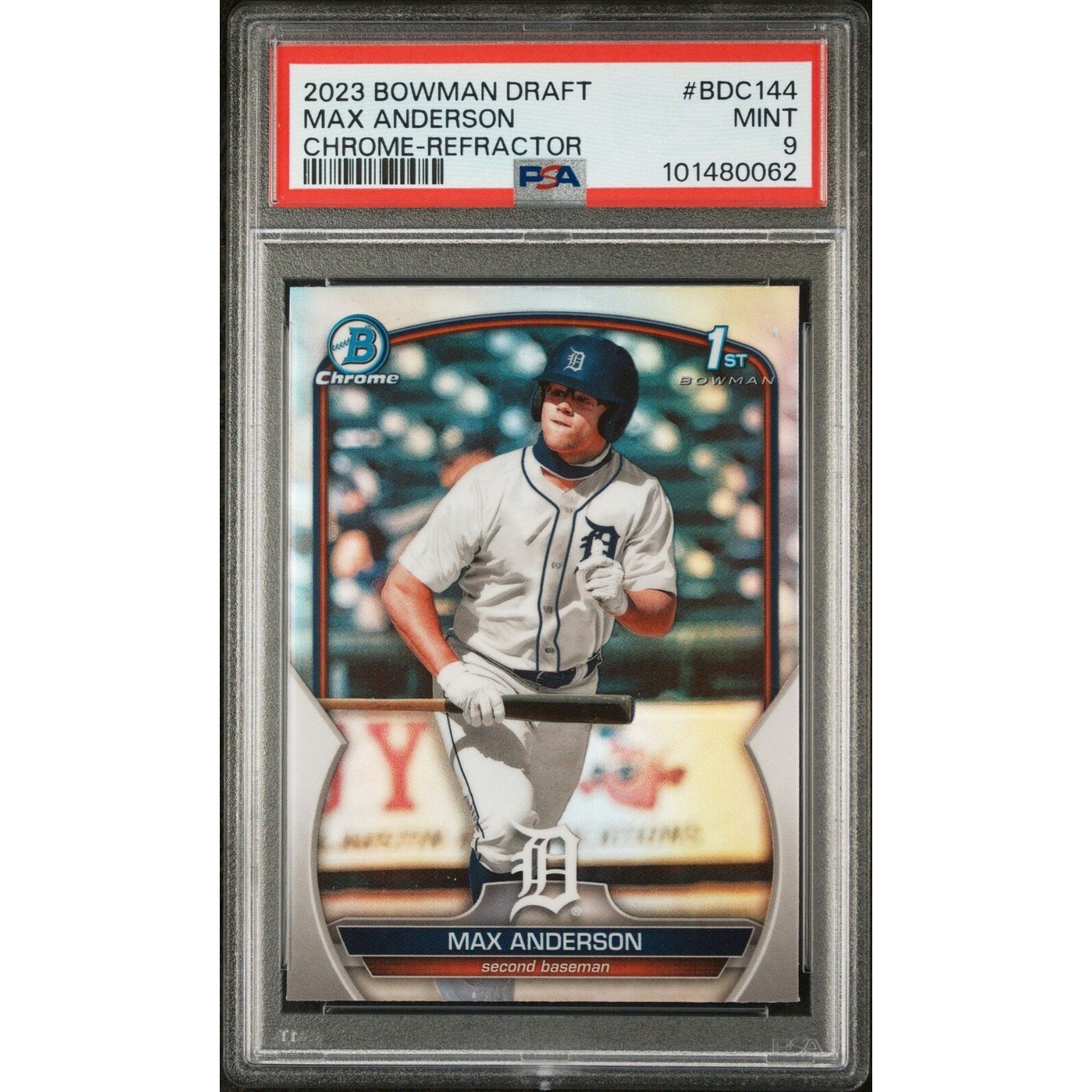 2023 BOWMAN DRAFT BDC144 MAX ANDERSON CHROME-REFRACTOR PSA 9 Mint Tigers Rookie