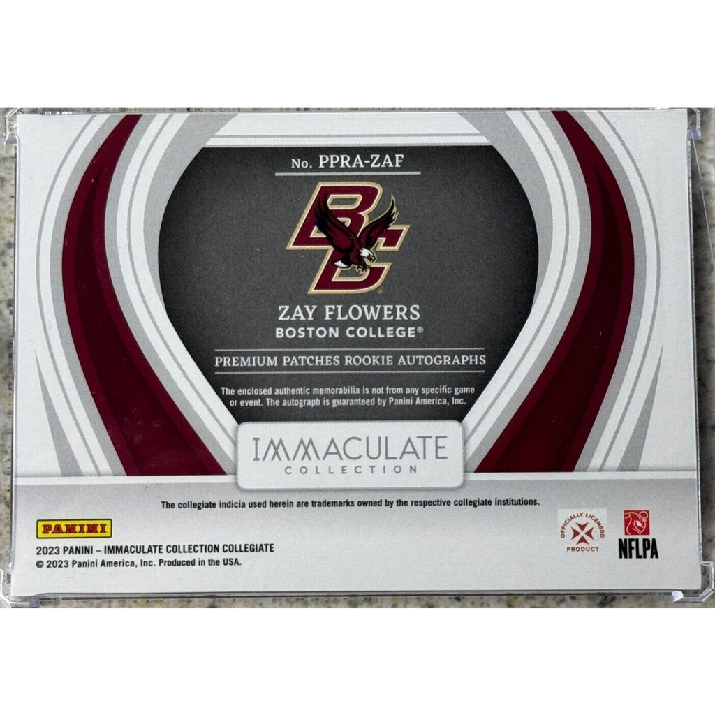 ZAY FLOWERS 2023 IMMACULATE RPA ROOKIE PATCH AUTO /3 Boston College Ravens ZAF