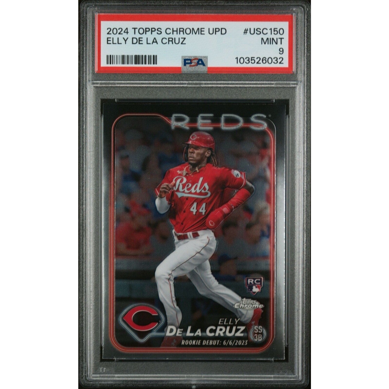 Elly De La Cruz 2024 Topps Chrome Update # USC150 RC Rookie PSA 9 Mint Reds MLB
