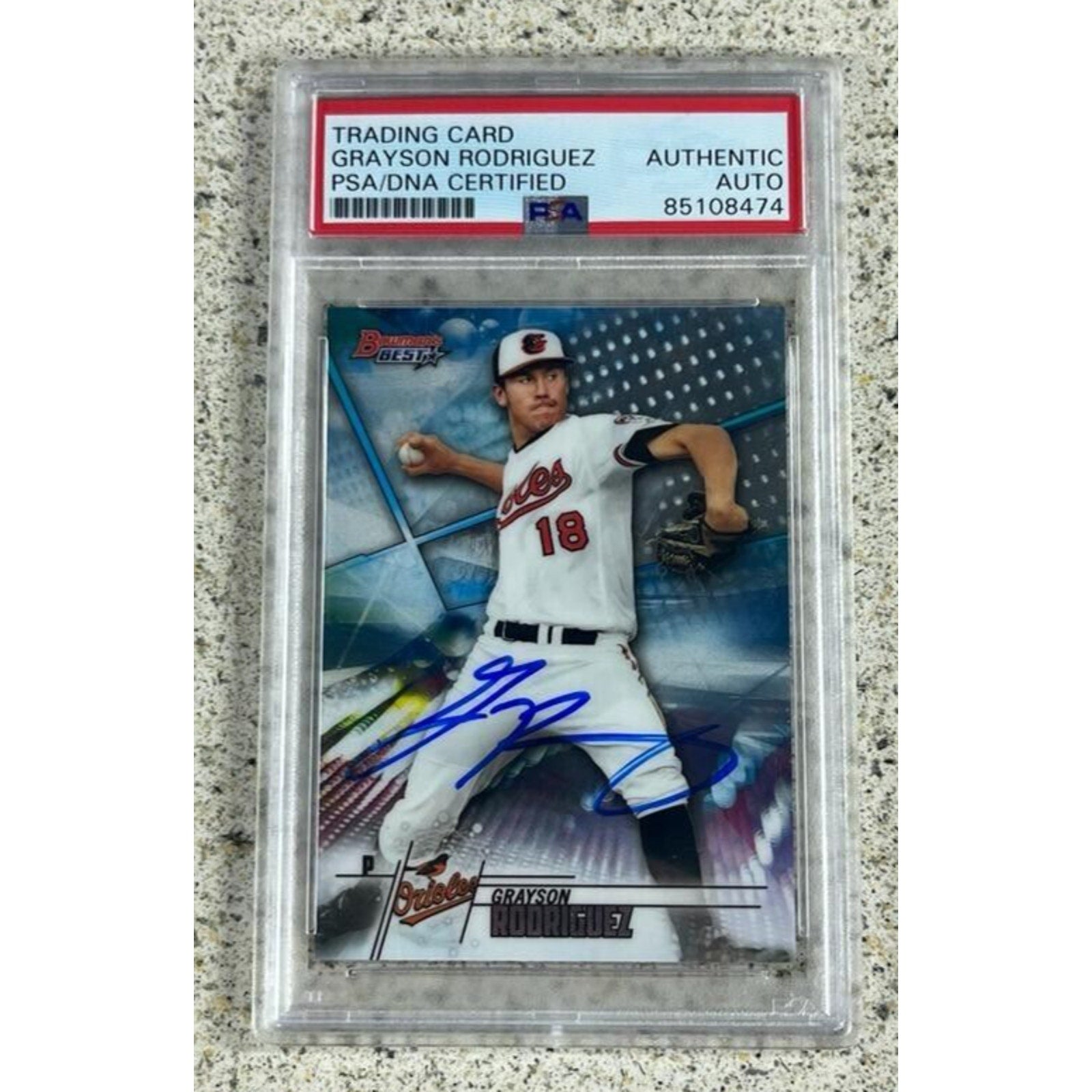 Grayson Rodriguez 2018 Bowman’s Best Rookie Autograph PSA DNA #TP-21 Orioles RC MLB