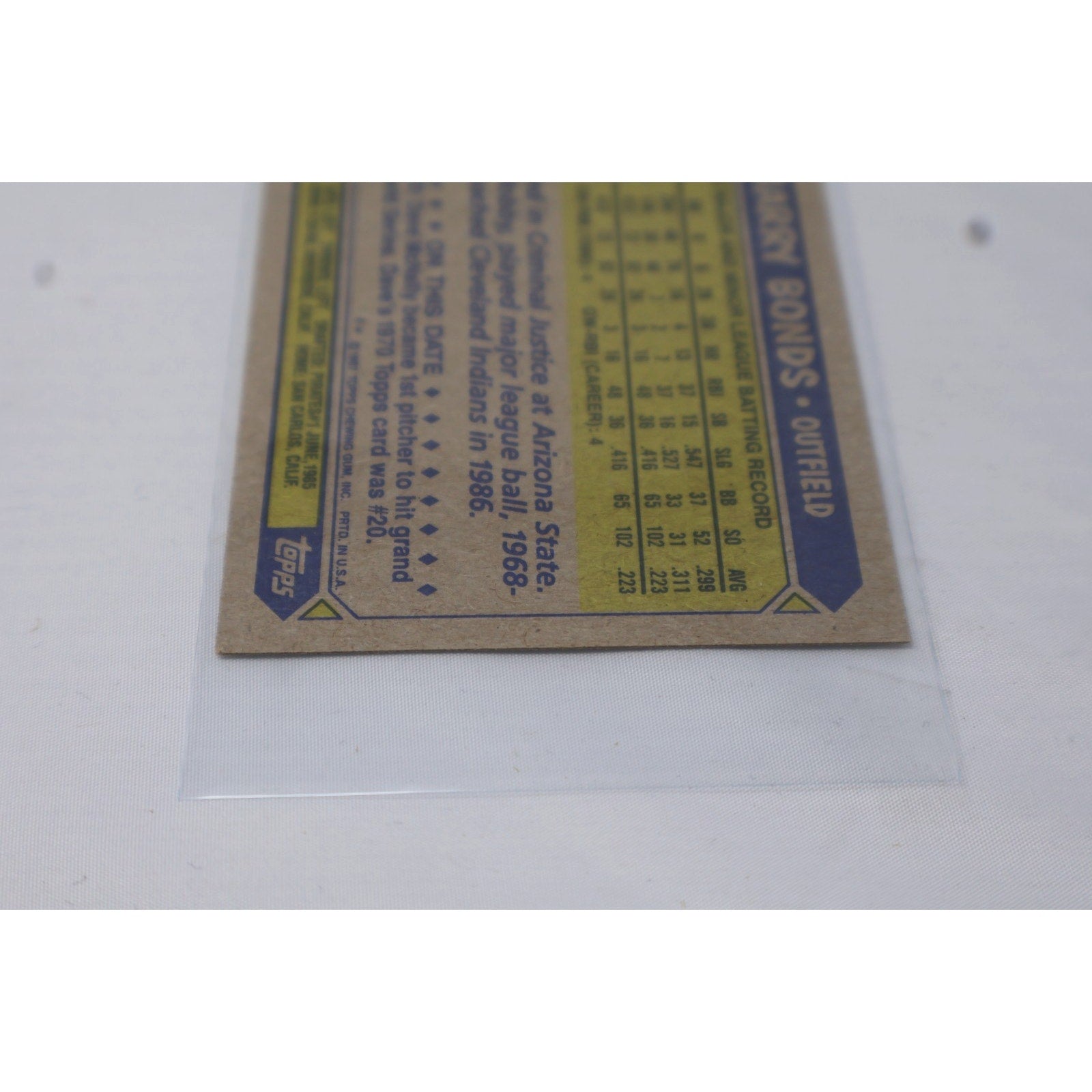 Barry Bonds 1987 Topps #320 Rookie Card (RC) - Pittsburgh Pirates - NMT+