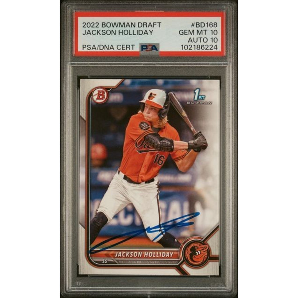 Jackson Holliday 2022 Bowman Draft 1st Autograph #BD-168 PSA 10 Autograph 10 Hard Signed