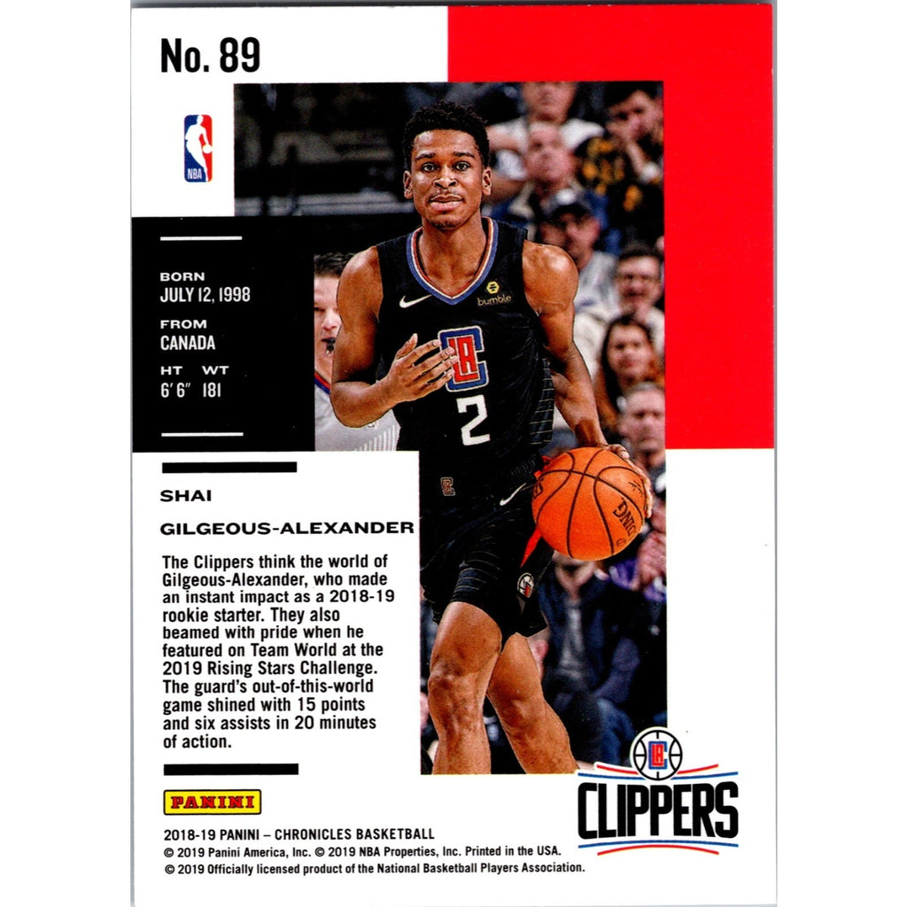 Shai Gilgeous-Alexander 2018-19 Panini Chronicles Rookie #89 RC Mint See Pics