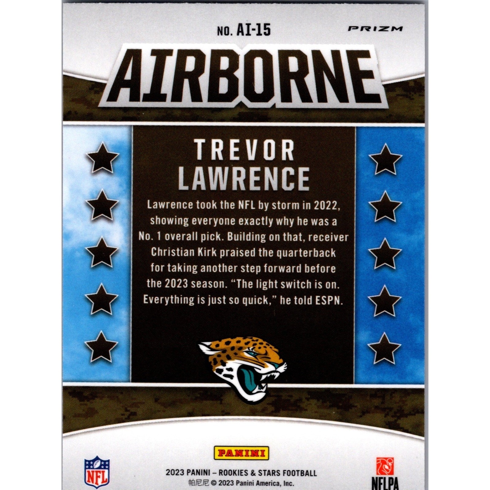 Trevor Lawrence 2023 Panini Rookies & Stars #AI-15 Airborne Red Plaid