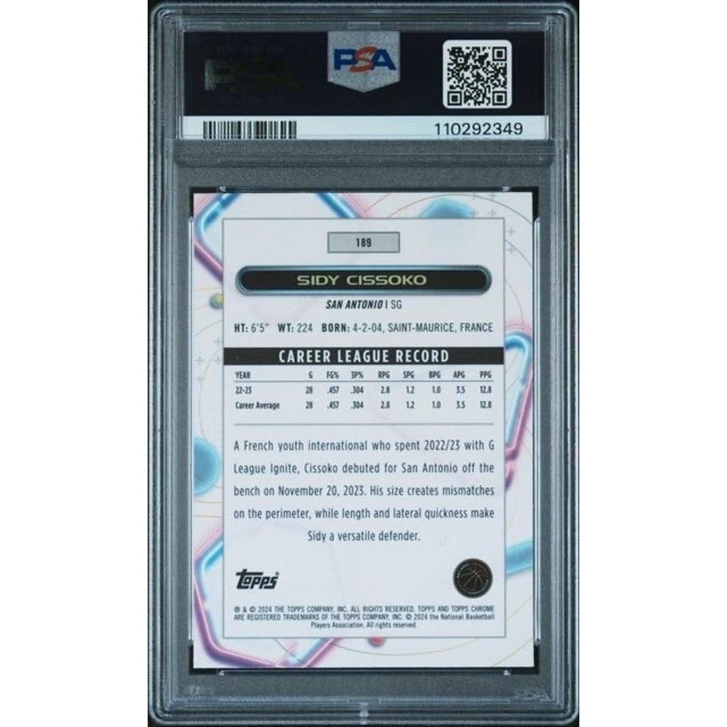 2023 Topps Cosmic Chrome Pink Galaxy Refractor Sidy Cissoko #189 PSA 9 POP 1 RC