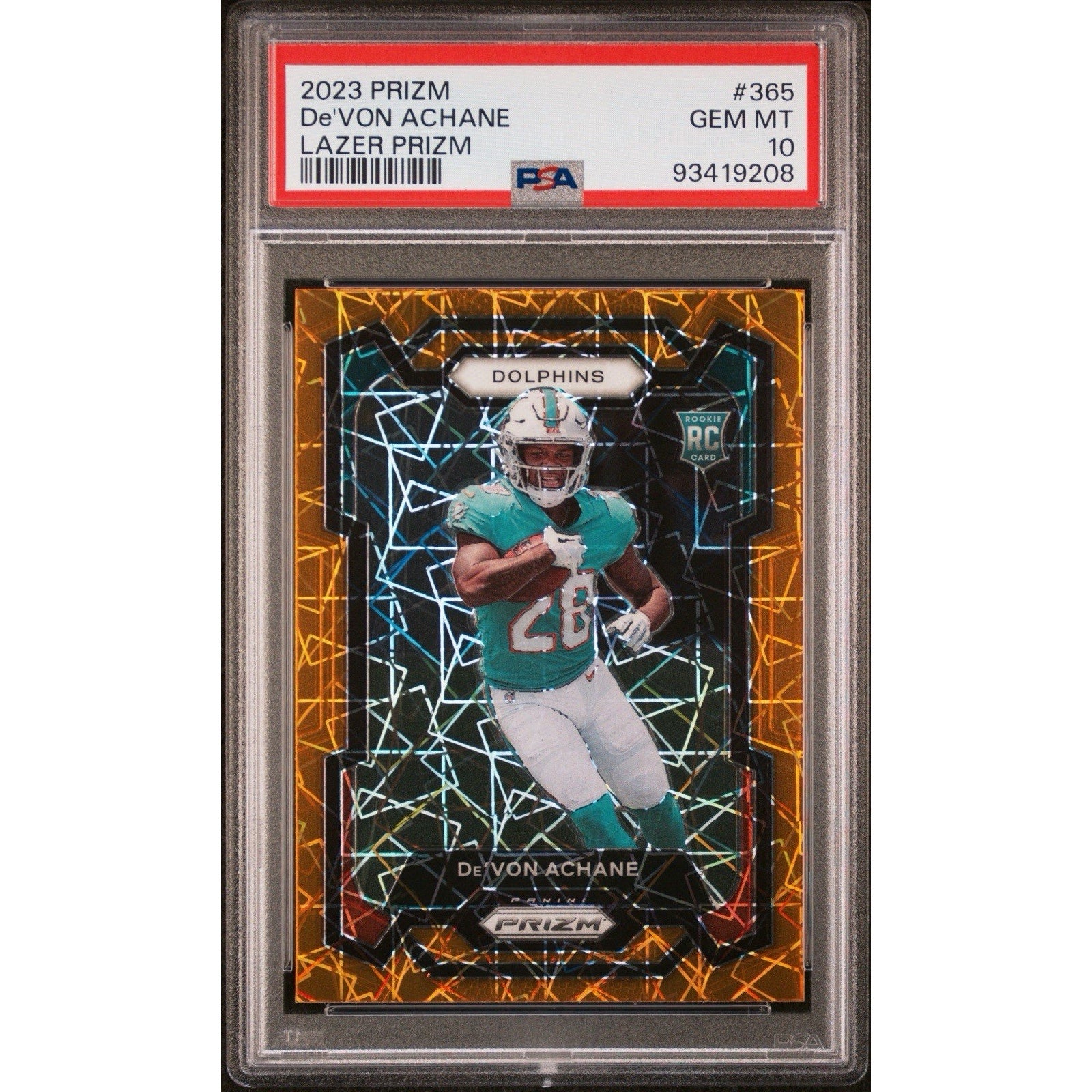 2023 Panini Prizm - Rookies De'Von Achane #365 Lazer Prizm PSA 10