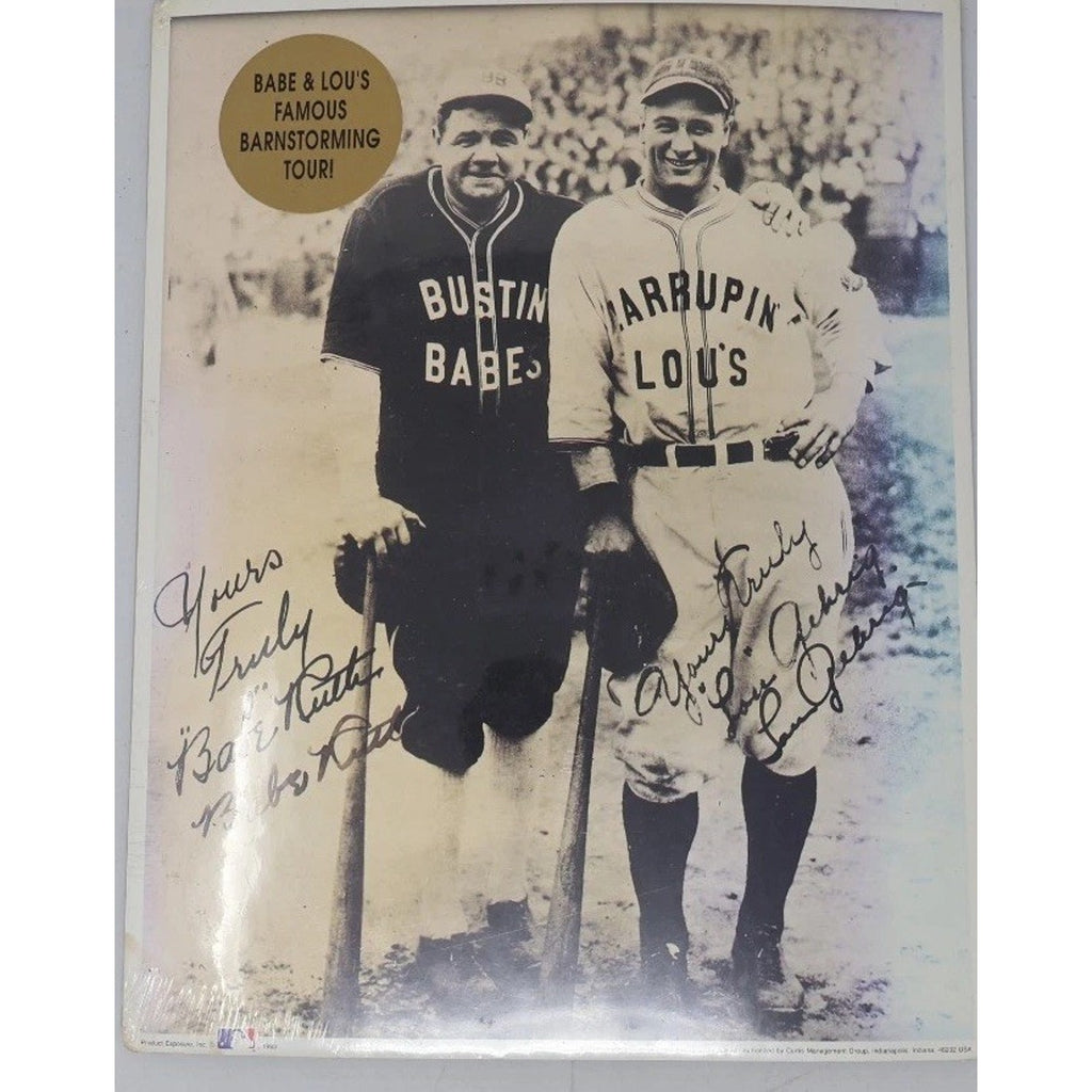 Babe Ruth and Lou Gehrig Barnstorming Tour Commorative Photo Facsimile Signed