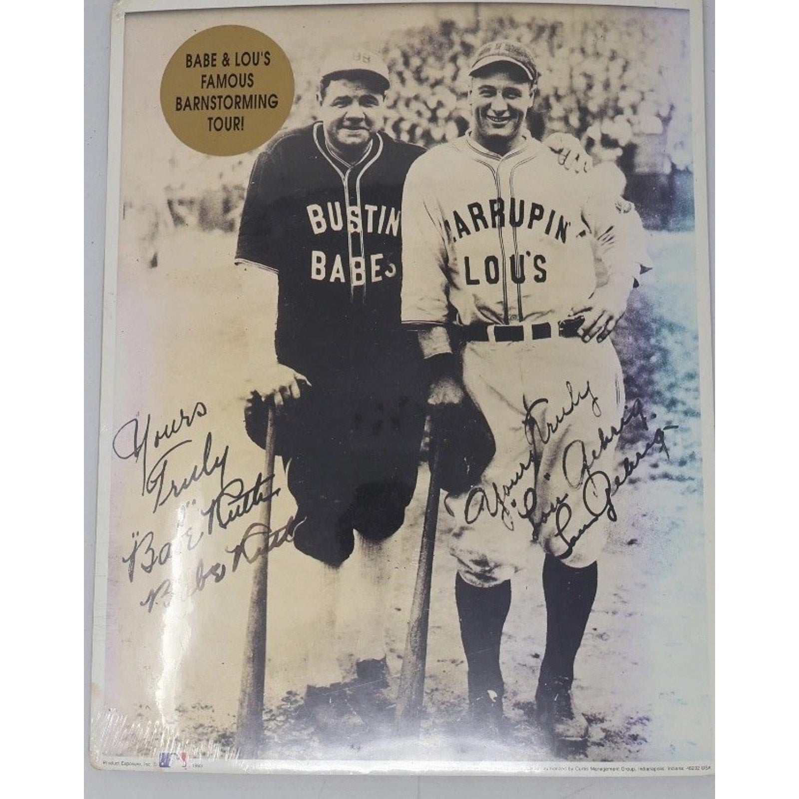 Babe Ruth and Lou Gehrig Barnstorming Tour Commorative Photo Facsimile Signed