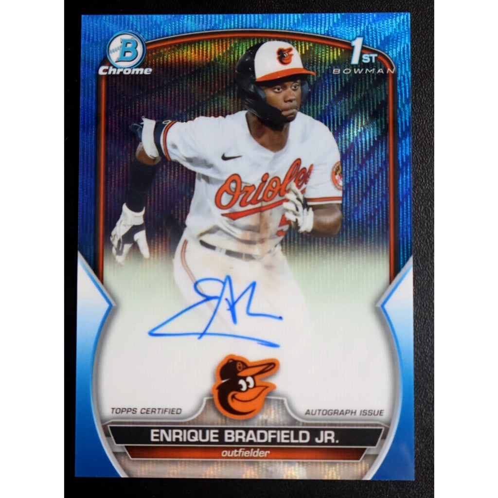 2023 Bowman Chrome Enrique Bradfield Jr Blue Wave Refractor Rookie Auto /150 RC