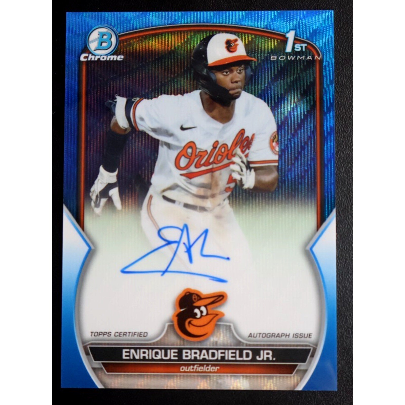 2023 Bowman Chrome Enrique Bradfield Jr Blue Wave Refractor Rookie Auto /150 RC