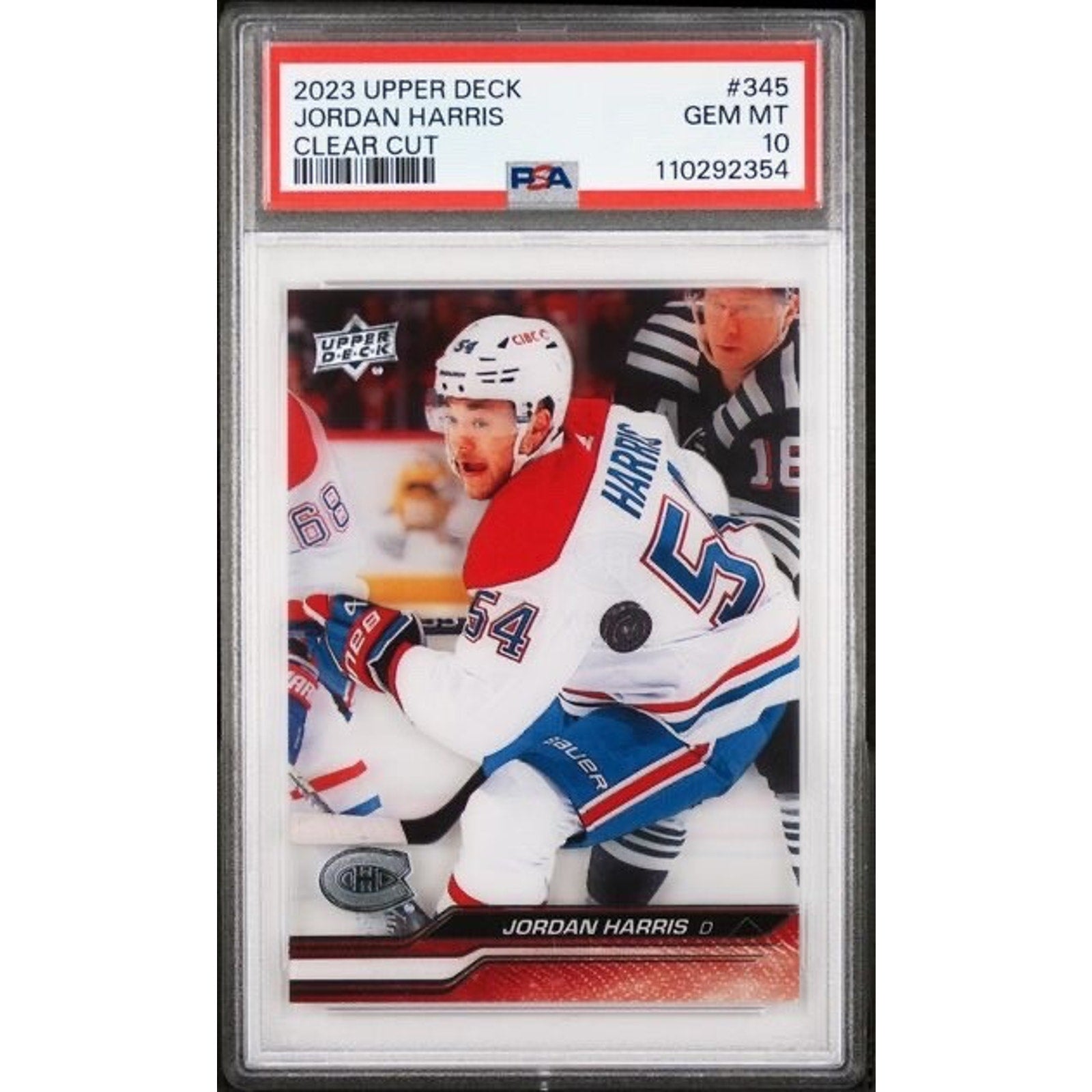 2023 UPPER DECK #345 JORDAN HARRIS CLEAR CUT PSA 10 Canadiens POP 1 Hockey