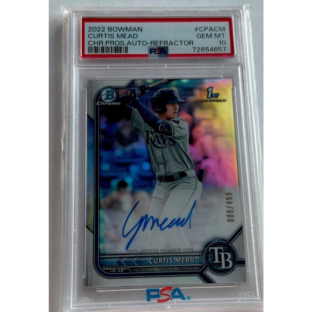 2022 Bowman Chrome #CPACM Curtis Mead Refractor 1st Bowman Auto /499 PSA 10