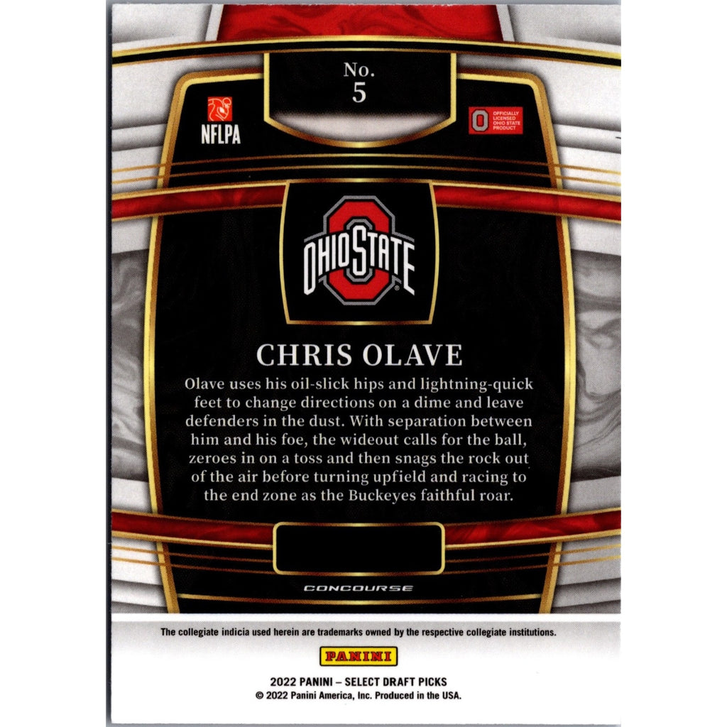Chris Olave 2022 Panini Select Draft Picks Concourse #5 Ohio State WR RC